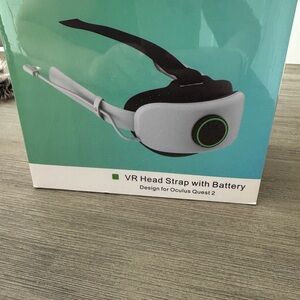 White Adjustable VR Head Strap with Integrated Battery